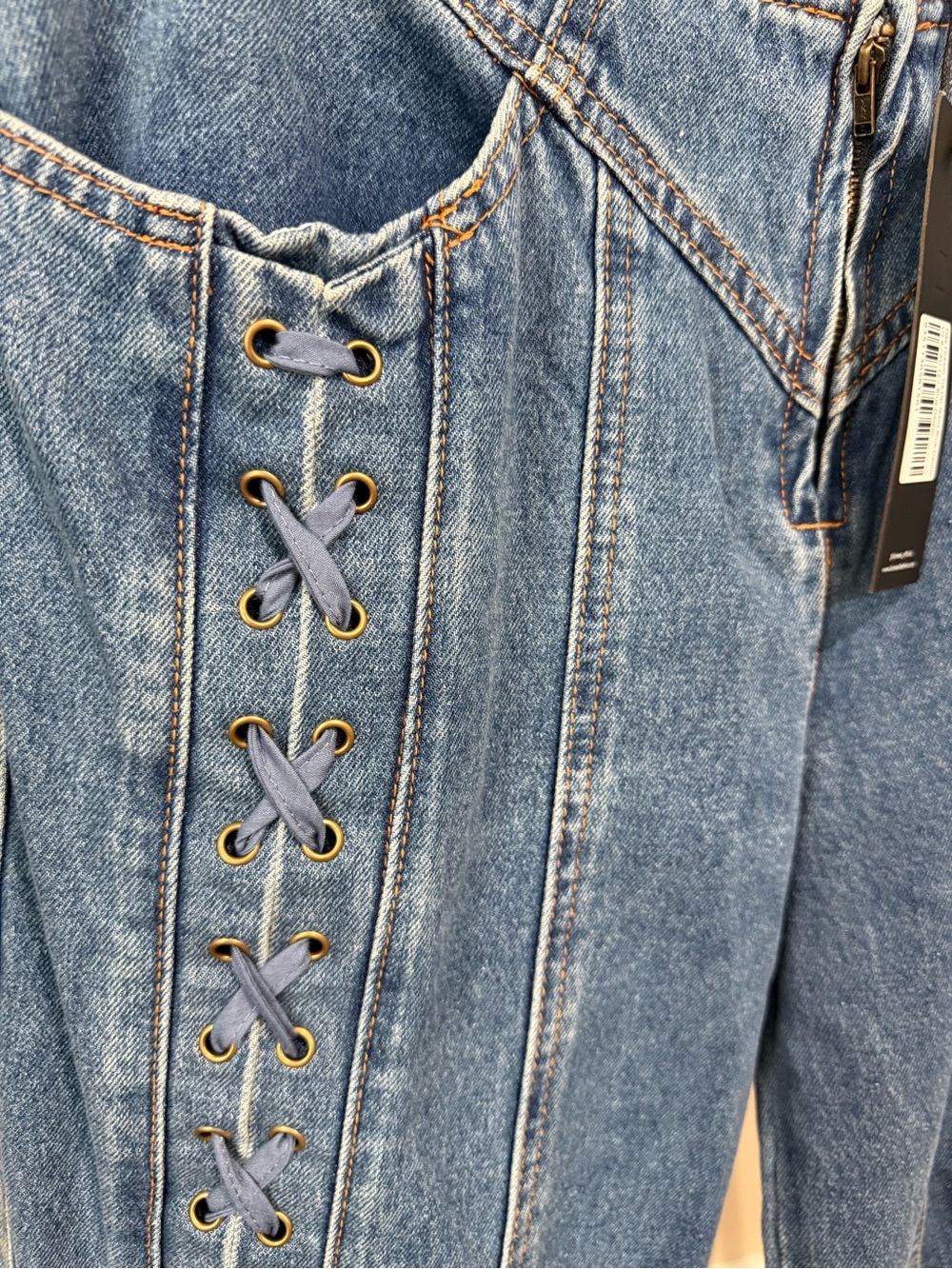 Lioness Day Dream Lace-Up Wide Leg Jeans NWT Blue Denim Size AU 12 / US 8 - Picture 7 of 11